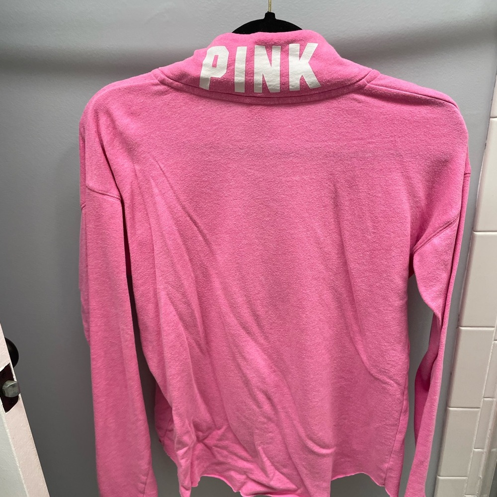 PINK Crew neck quarter zip